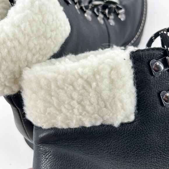 Bernardo Dash Combat Boots 8 Black NWOT Sherpa Ankle Booties Lace Up Moto Grunge - Picture 8 of 8